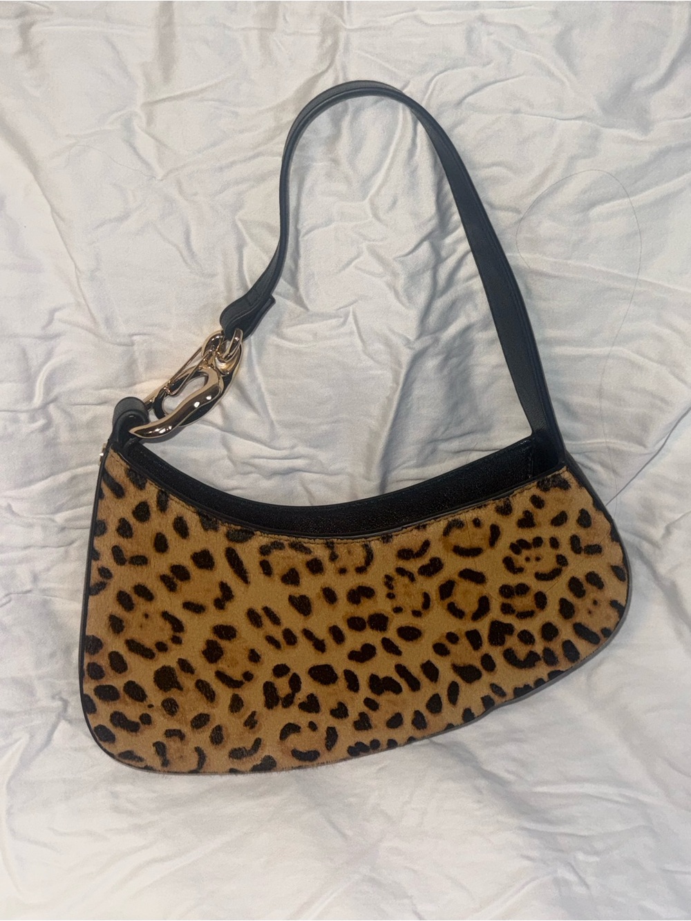 Leopard Print Shoulder Bag with Black Trim